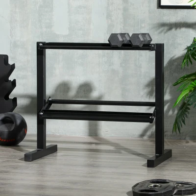 SPORTNOW Porta Pesi con 2 Ripiani per Casa e Palestra in Acciaio
