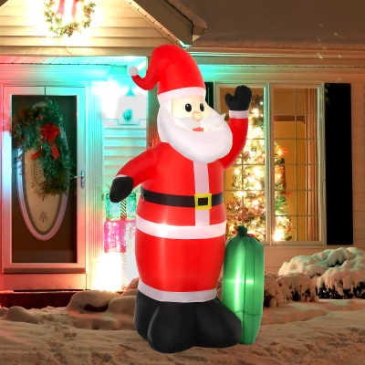 HOMCOM Babbo Natale gonfiabile 148cm x 85cm x 240cm Rosso. verde