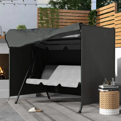 Outsunny Abdeckung für Gartenschaukel, Schutzhülle für Hollywoodschaukel, Abdeckhaube, wasserfest, 205 x 124 x 164 cm, Dunkelgrau