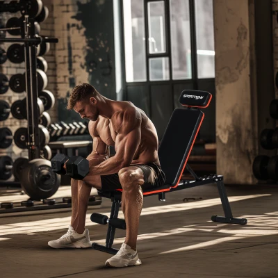 SPORTNOW Banc Musculation Réglable 5 Niveaux Acier Noir