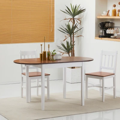 HOMCOM Mesa de Cocina Plegable de Madera Mesa de Comedor Extensible con Hojas Abatibles Carga 50 kg 140x70x75 cm Marrón