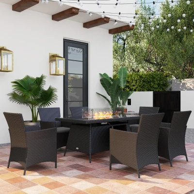 Patio Rattan Dining Set 150cm x  85cm x 74cm Black