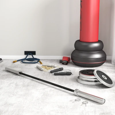 SPORTNOW Barra de Pesas de Acero 180 cm Ø50 mm con 2 Presillas Carga 200 kg para los Discos de Ø5 cm Entrenamiento en Casa Negro