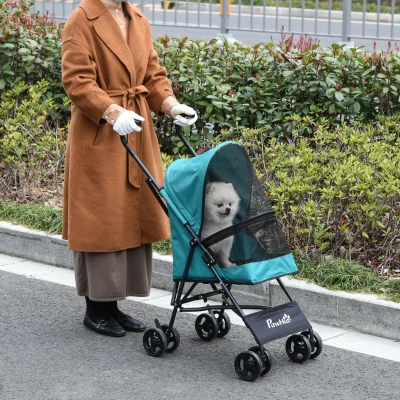 PawHut Passeggino per animali 65cm x 42cm x 94cm Verde