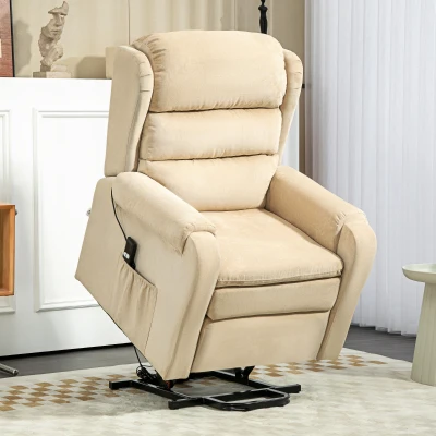 HOMCOM Poltrona Alzapersona Reclinabile a 160° Bianco Crema
