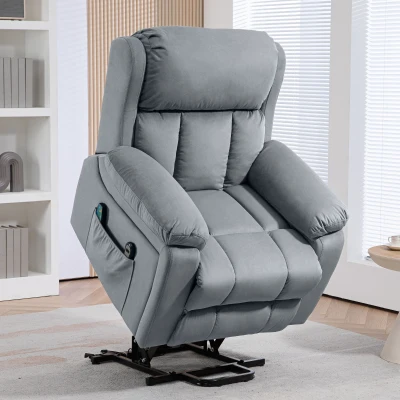 HOMCOM Sillón Levanta Personas con 8 Punto de Masaje Función de Calentamiento Mando a Distancia y Bolsillo Lateral Gris