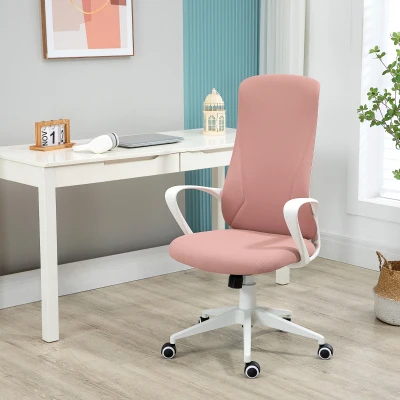 Vinsetto Bürostuhl, Computerstuhl, neigbare Rückenlehne, drehbar, höhenverstellbar, 62x56x110-119,5cm, rosa