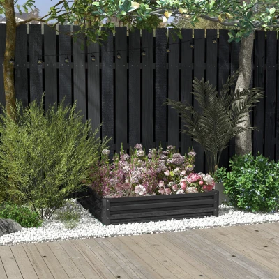 Outsunny Gartenbeet, Pflanzkasten mit Stahlgehäuse, Grau, 120 x 120 x 30 cm