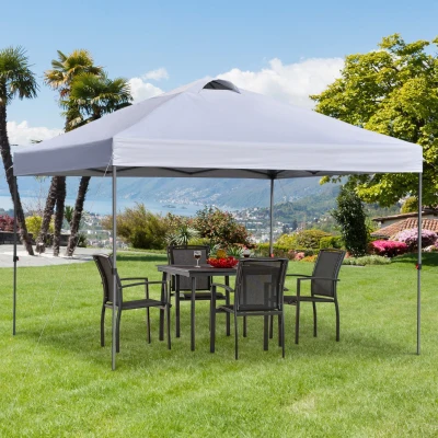 Outsunny Pavillon ca. 3x3m, wasserdicht Stabil Winterfest Pop-up Faltpavillon, UV Schutz, Faltbar Partyzelt, Gartenzelt mit Tasche, Gartenpavillon für Camping Garten, Weiß