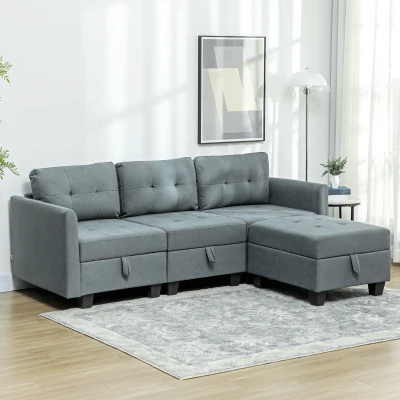 Modular Sectional Sofa 213W x 158D x 85Hcm Dark Grey