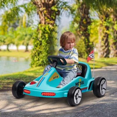 AIYAPLAY Kart Eléctrico 6 V Kart para Niños de +3 Años con Música Luz Bocina Cinturón de Seguridad Go Kart Carga 50 kg Azul