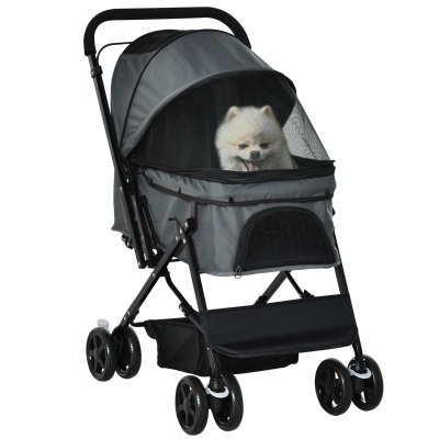 PawHut Passeggino per animali 76.5cm x 52cm x 95cm Grigio