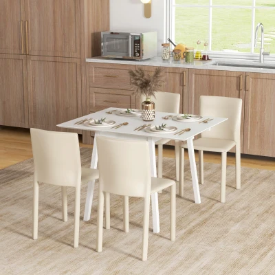 HOMCOM Esstisch Klapptisch Küchentisch, 2 aufklappbare Flächen, 110 x 86 x 75 cm, Weiß