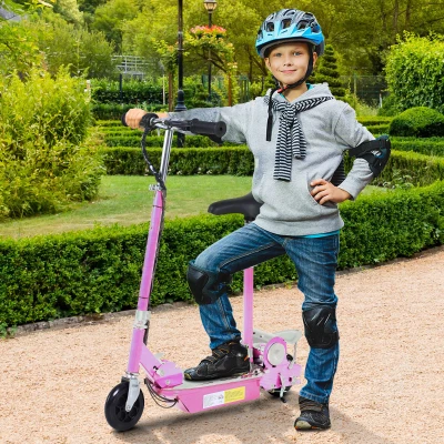 HOMCOM Trottinette Électrique Enfant Rose 120W Pliable