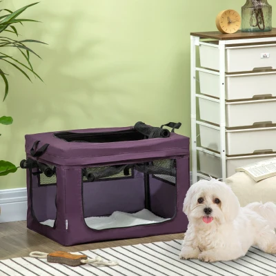 PawHut 60cm Pet Carrier with Cushion for Mini Dogs Purple