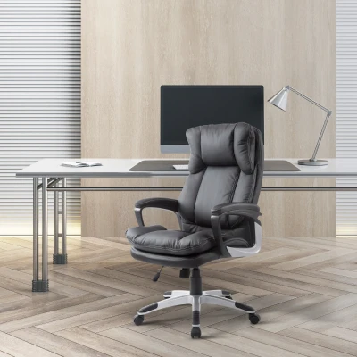 HOMCOM Silla Ejecutiva de Escritorio Silla de Despacho con Ruedas y Reposabrazos Altura Ajustable 66x71x110-120,5 cm Negro