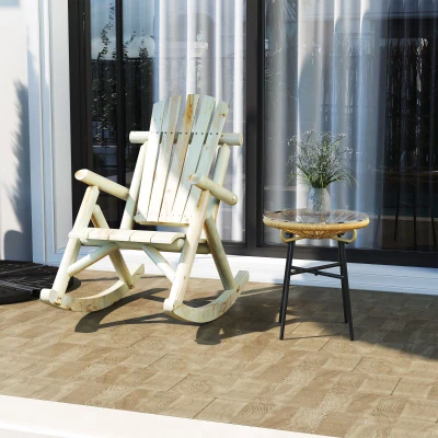 Outsunny Adirondack Rocking Chair Cedar Wood Burlywood