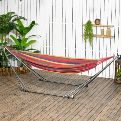 Outsunny 2-in-1 Hängemattenständer, wetterbeständig, Wäscheständer, 290 cm x 92 cm x 88 cm, Schwarz