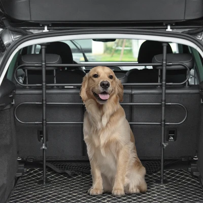 PawHut Barrera Protectora de Coche para Perros Reja de Protección Universal de Acero para Maletero Equipaje Automóvil Ajustable en Ancho y Altura 87-135 x 60-105 cm Negro