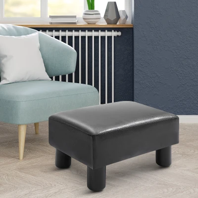 HOMCOM Sitzhocker Hocker mit Kunstleder Moderner Fußhocker Kunstlederhocker Ottomane für Schlafzimmer, Wohnzimmer, Schwarz