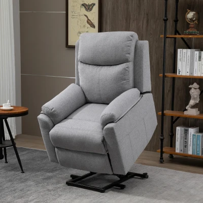 HOMCOM Fauteuil Électrique Relax Gris Chiné Lin