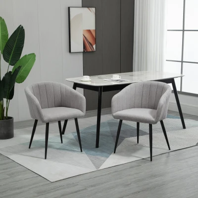 HOMCOM Set sedie da pranzo 62cm x 56cm x 76cm Grigio Chiaro