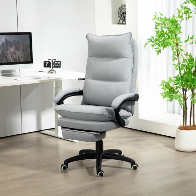 Vinsetto Massage-Bürostuhl, Schreibtischsessel mit Massagefunktion, höhenverstellbarer, ergonomischer Drehstuhl, Nylon, Hellgrau