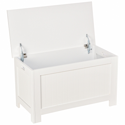 HOMCOM Baúl de Almacenaje con Tapa Baúl de Almacenaje Versátil con Bisagra de Seguridad para Pasillo Salón 81x40x46 cm Blanco
