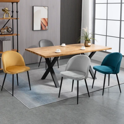 HOMCOM Chaises Salle Manger Scandinave Métal/Velours x4