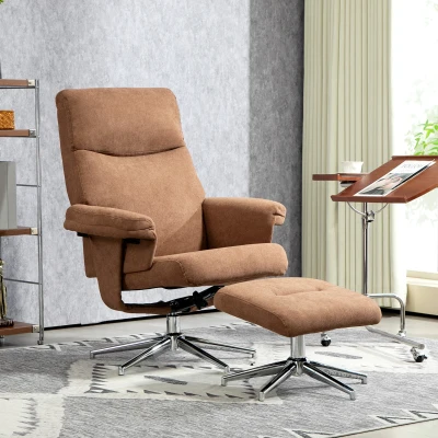 Recliner Chair and Footstool 78W x 85D x 106H cm Brown