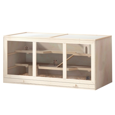 PawHut Large Hamster Cage Wooden Hutch 115x57x55cm