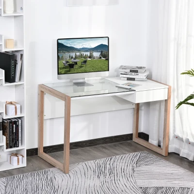 HOMCOM Scrivania 120cm x 60cm x 75cm Bianco, Legno