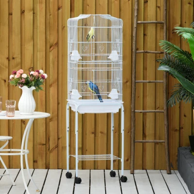 PawHut Voliera 46.5cm x 36cm x 157cm Bianco