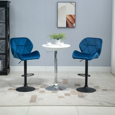 HOMCOM Set 2 sgabelli da bar 51.5cm x 57.5cm x 114.5cm Blu