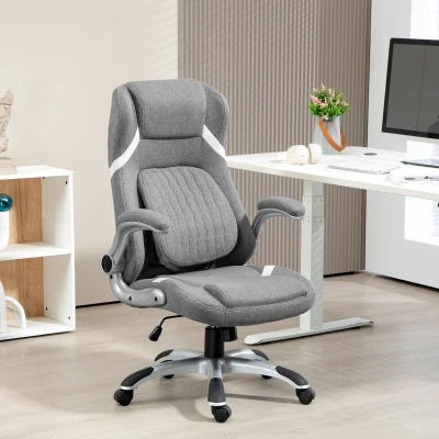 Vinsetto Adjustable Height Office Chair Linen-Look Grey