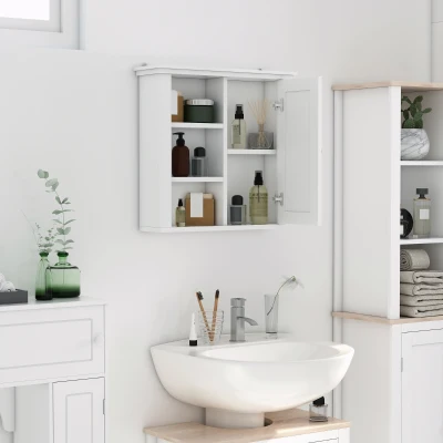 HOMCOM Armoire Murale Blanche Bois Salle de Bain