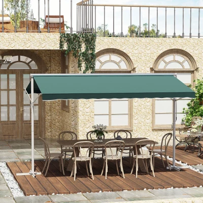 Outsunny Store 4x3m Manuel Inclinable Métal Vert Polyester
