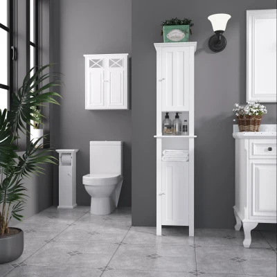 kleankin Support Toilette Placard Bois Blanc