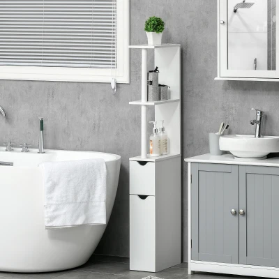 kleankin Colonna Bagno Salvaspazio 2 Armadietti 2 Ripiani Bianco