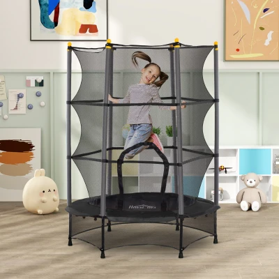 HOMCOM Tappeto Elastico Bambini 3-10 Anni con Rete Ø140cm Nero