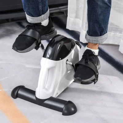 HOMCOM Mini Heimtrainer Fitnessbike Pedaltrainer mit LED Display 5 Modelle Arm und Beintrainer Fitnessgerät Hometrainer für Senioren Zuhause Heim Büro 40 x 39 x 29 cm Weiß