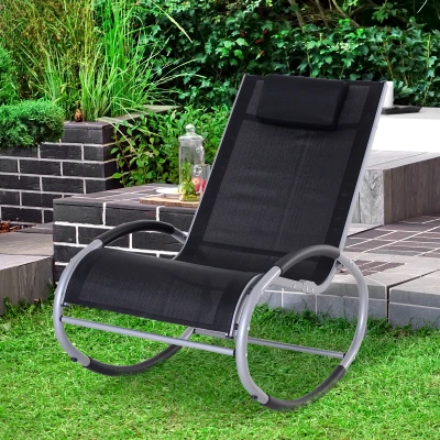 Outsunny Sedia a Dondolo da Giardino 117cm x 62cm x 91cm nero