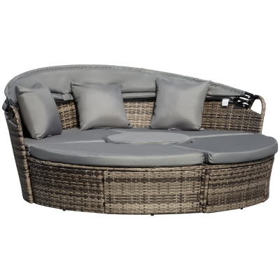 Outsunny Rattan Garden Furniture Set Dark Grey with Canopy