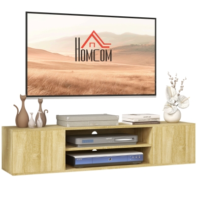 HOMCOM Floating TV Stand Cabinet for TVs up to 60" Natural Wood