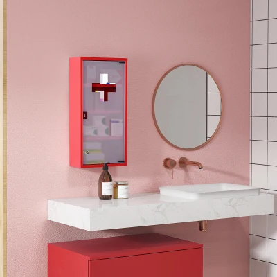 HOMCOM Cassetta Porta Medicine H60*W30*D12cm Rosso- 4 Ripiani