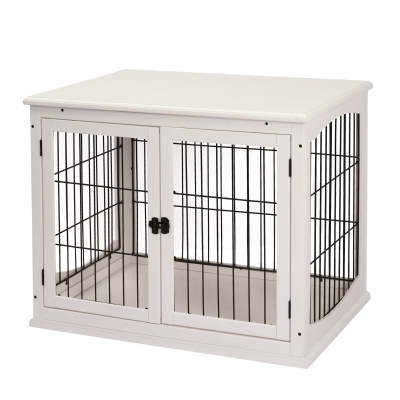 Gabbia per cani pieghevole COSTWAY con 2 porte, ruote e vassoio estensibile, box da