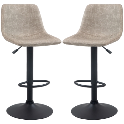 HOMCOM Barhocker im 2er-Set, Retro-Design, höhenverstellbar, drehbar, Kunstleder, 42 x 48 x 91-112 cm, Beige