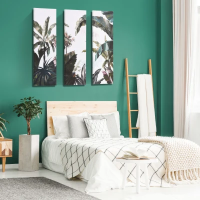 HOMCOM Triptyque Jungle Toile Déco Murale 90x30cm