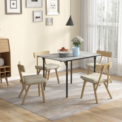 HOMCOM Drop Leaf Dining Table Grey 4-Person