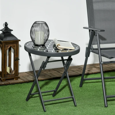 Outsunny Gartentisch Klapptisch Garten-Klapptisch, rund, wetterbeständig, klappbar,  Ø45 x 50 cm, Schwarz